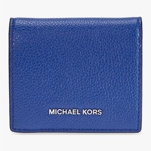 Michael Kors Blue Pebbled Leather Key Card Holder